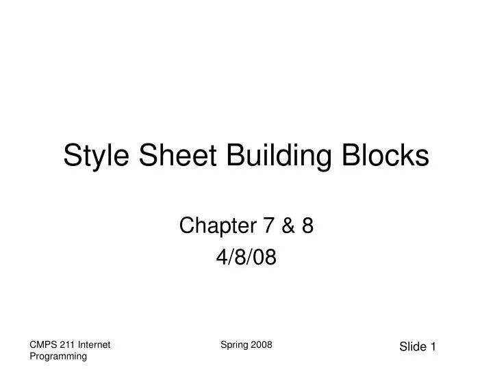 style sheet building blocks