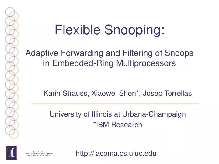 flexible snooping adaptive forwarding and filtering of snoops in embedded ring multiprocessors