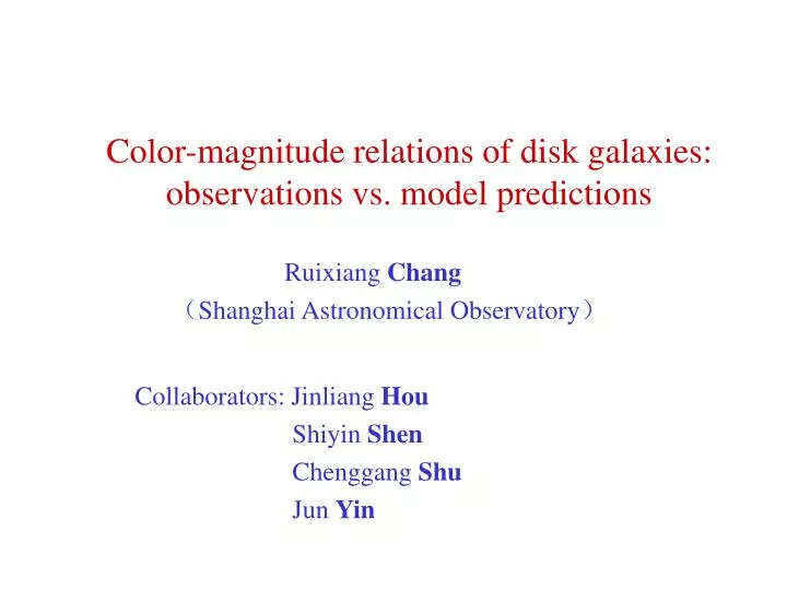 color magnitude relations of disk galaxies observations vs model predictions