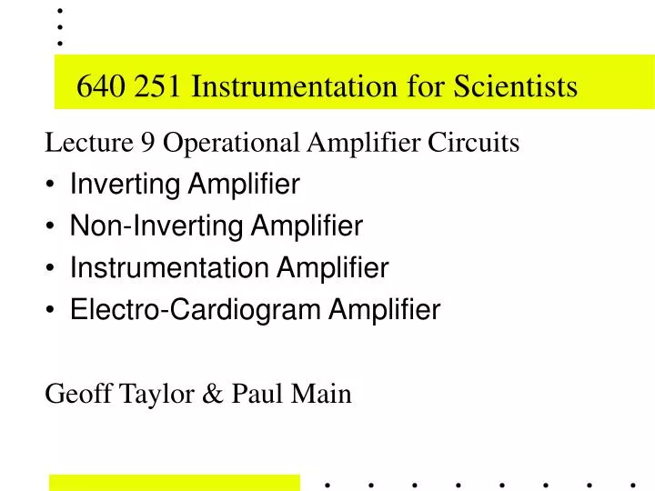 640 251 instrumentation for scientists