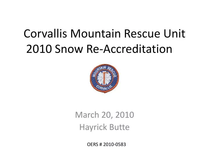 corvallis mountain rescue unit 2010 snow re accreditation