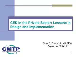 CED in the Private Sector: Lessons in Design and Implementation