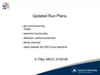 Updated Run Plans.