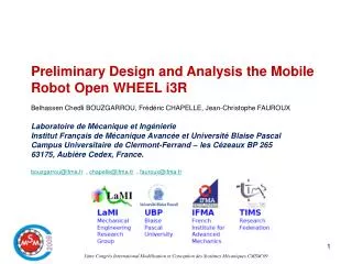 3ème Congrès International Modélisation et Conception des Systèmes Mécaniques CMSM’09