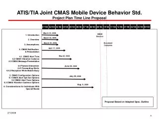 ATIS/TIA Joint CMAS Mobile Device Behavior Std. Project Plan Time Line Proposal