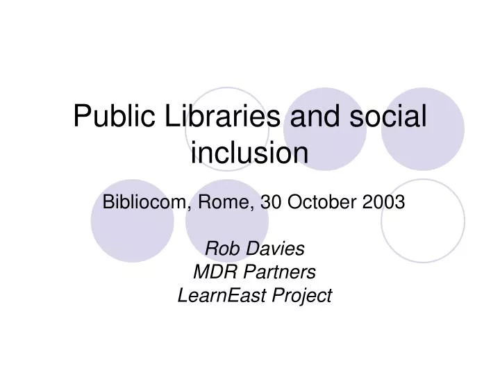 public libraries and social inclusion