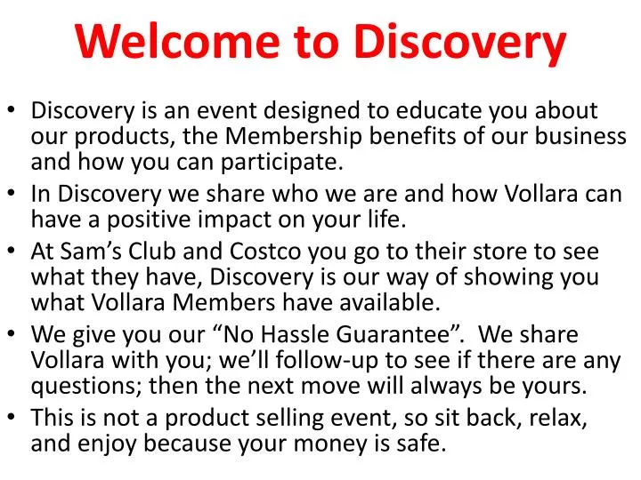 welcome to discovery