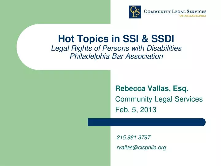 hot topics in ssi ssdi legal rights of persons with disabilities philadelphia bar association
