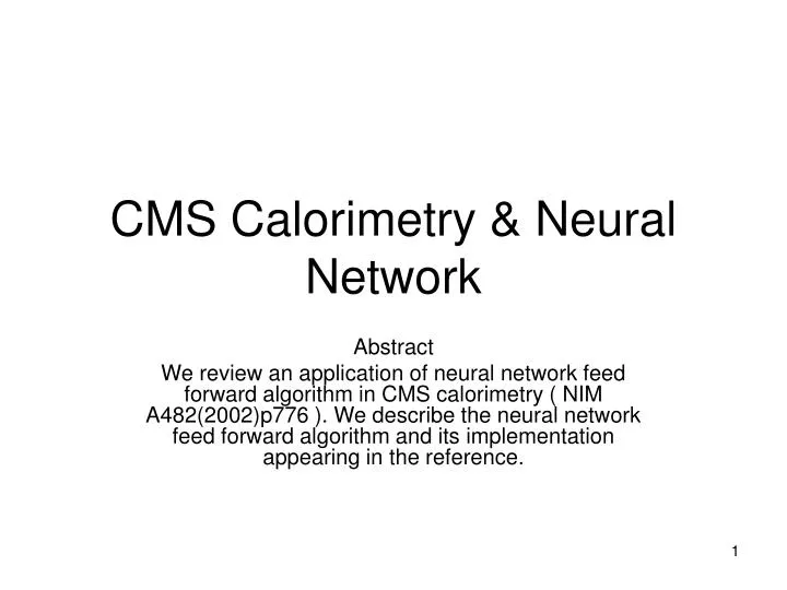 cms calorimetry neural network