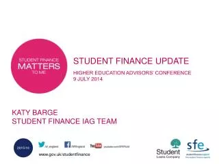 STUDENT FINANCE UPDATE HIGHER EDUCATION ADVISORS’ CONFERENCE 9 JULY 2014