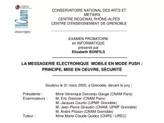 Soutenu le 31 mars 2005, à Grenoble, devant le jury :
