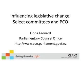 Influencing legislative change: Select committees and PCO