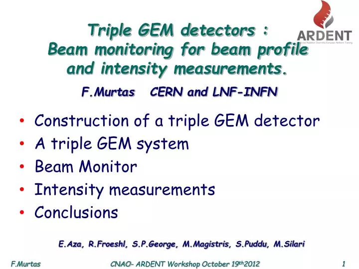 triple gem detectors beam monitoring for beam profile and intensity measurements
