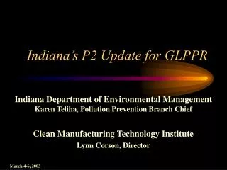 Indiana’s P2 Update for GLPPR