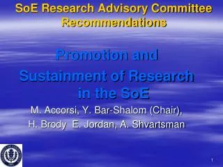 SoE Research Advisory Committee Recommendations
