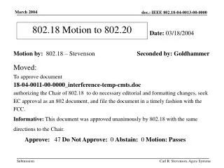 802.18 Motion to 802.20