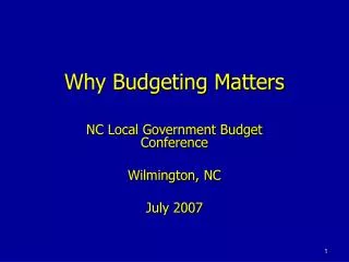Why Budgeting Matters