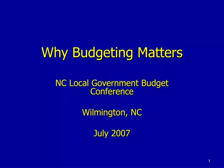 why budgeting matters
