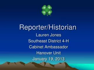 Reporter/Historian