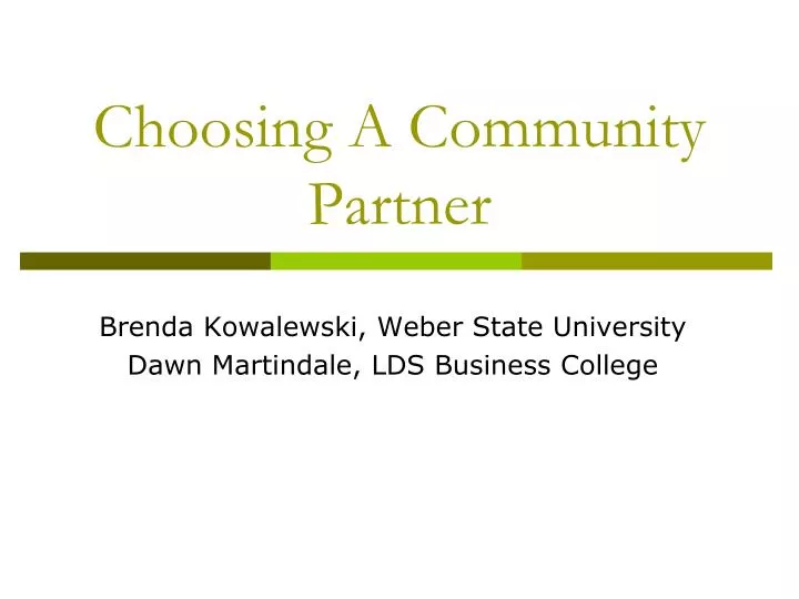 choosing a community partner
