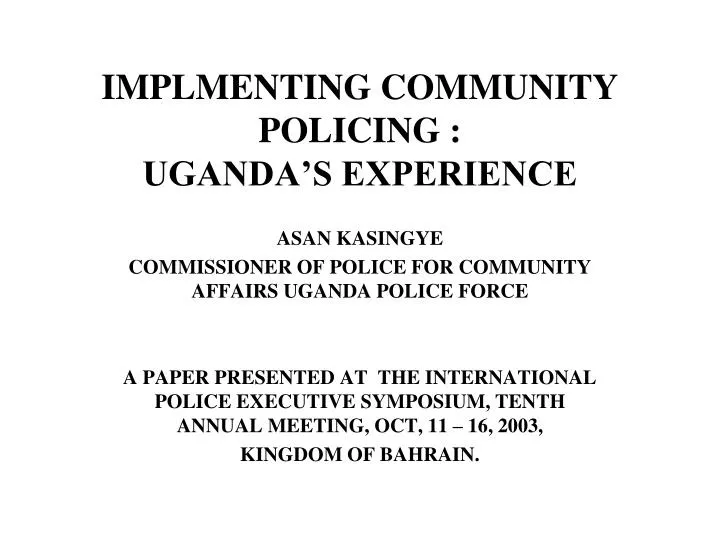 implmenting community policing uganda s experience