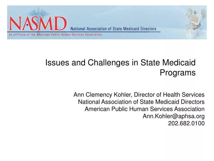 issues and challenges in state medicaid programs