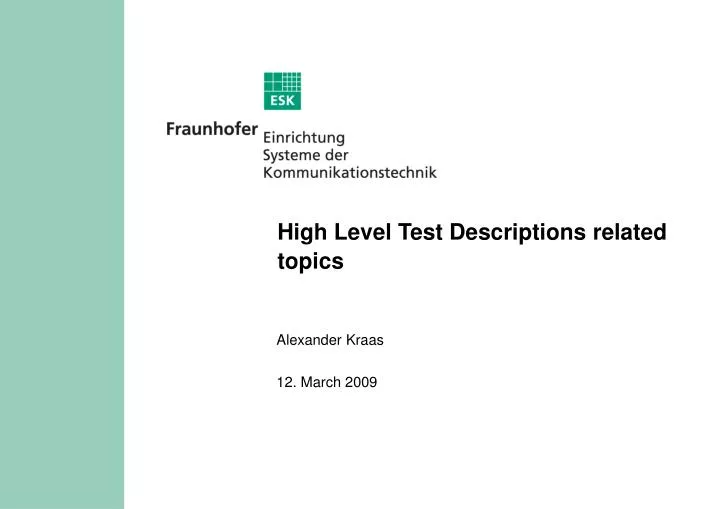 high level test descriptions related topics