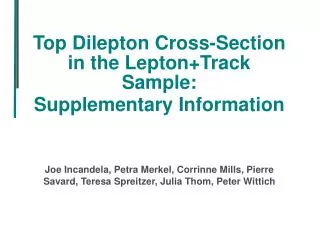 Top Dilepton Cross-Section in the Lepton+Track Sample: Supplementary Information