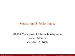 Measuring IS Performance