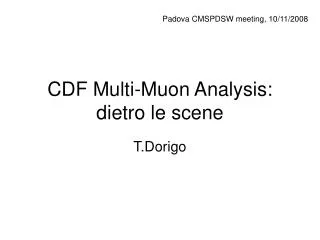 cdf multi muon analysis dietro le scene
