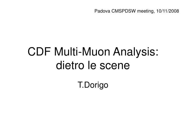 cdf multi muon analysis dietro le scene