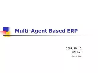 Multi-Agent Based ERP