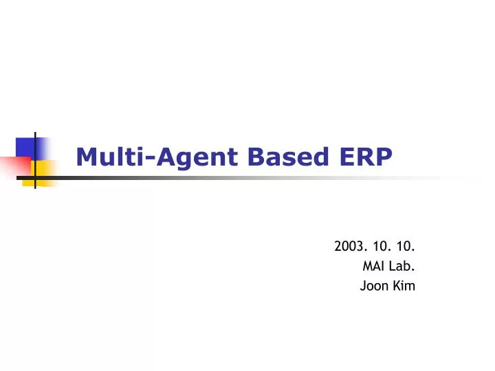 multi agent based erp