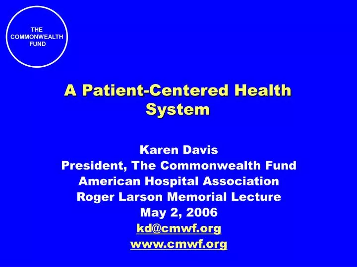 a patient centered health system