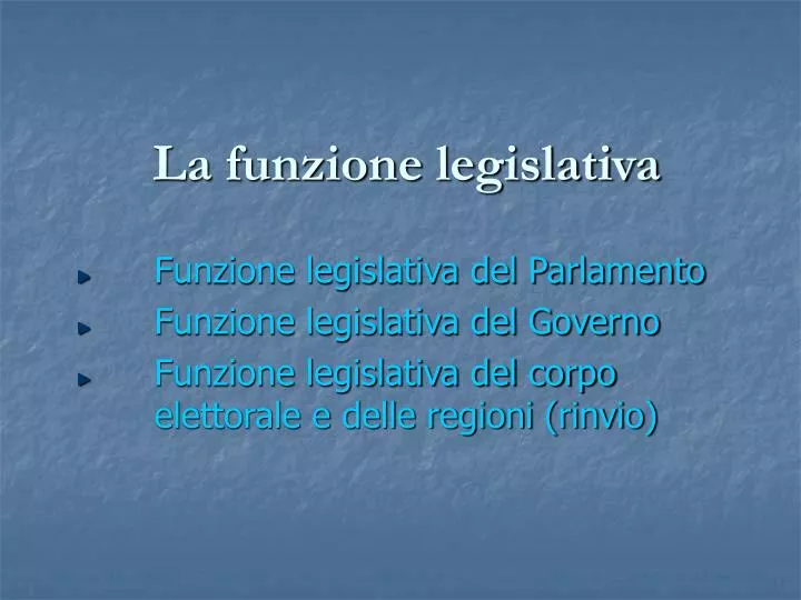 la funzione legislativa