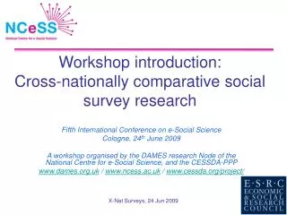 Workshop introduction: Cross-nationally comparative social survey research