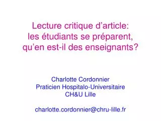 lecture critique d article les tudiants se pr parent qu en est il des enseignants