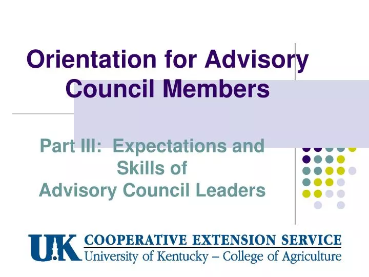 orientation for advisory council members
