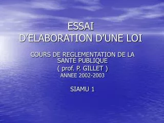 essai d elaboration d une loi