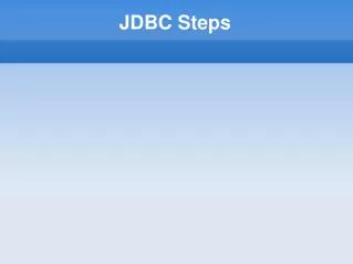 JDBC Steps