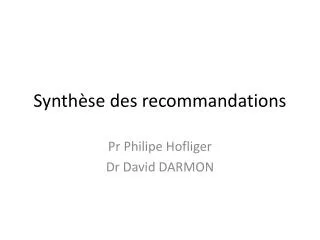 synth se des recommandations