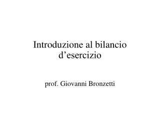 introduzione al bilancio d esercizio
