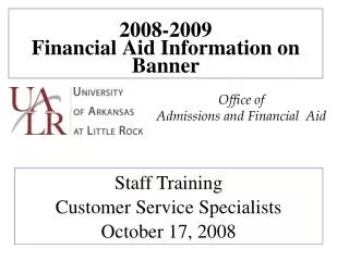2008-2009 Financial Aid Information on Banner