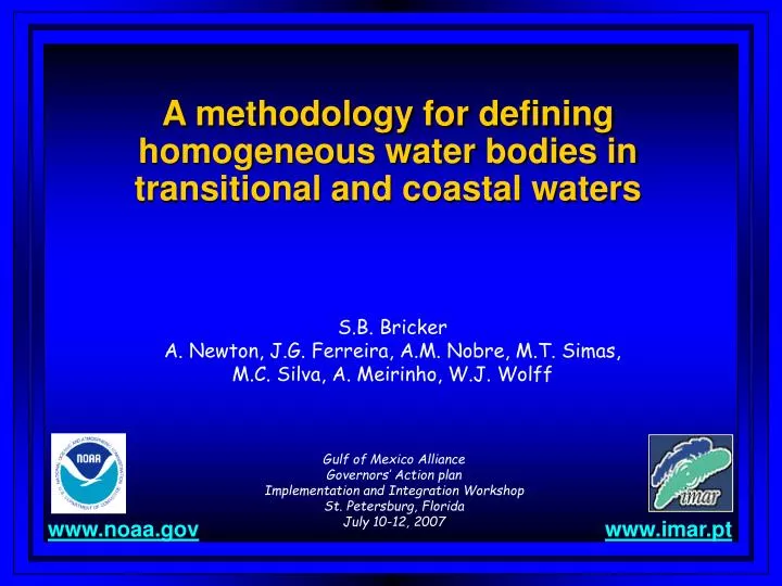a methodology for defining homogeneous water bodies in transitional and coastal waters