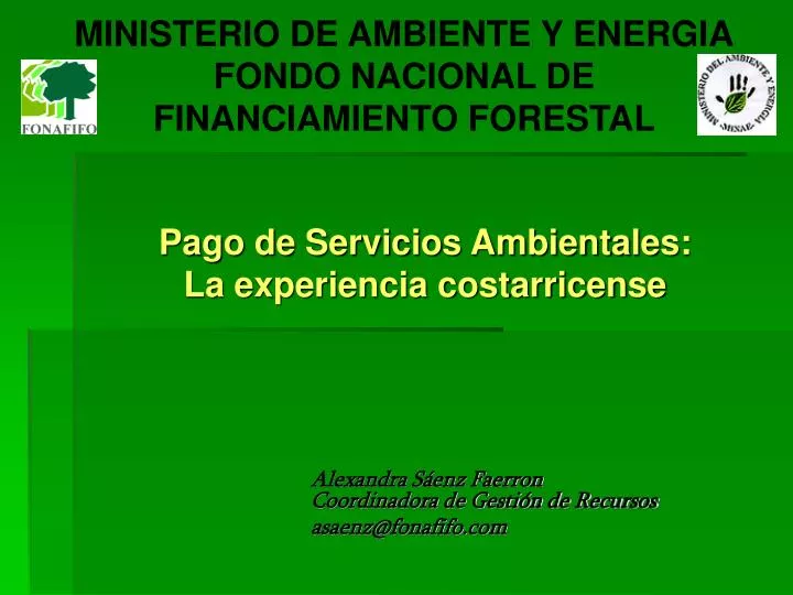 ministerio de ambiente y energia fondo nacional de financiamiento forestal