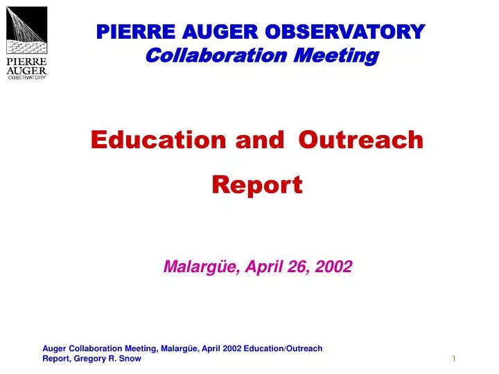 pierre auger observatory collaboration meeting