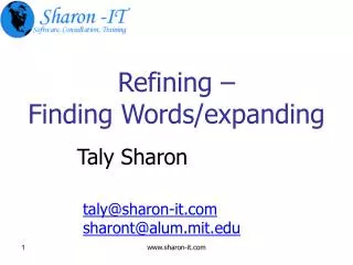 Refining – Finding Words/expanding