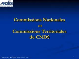 commissions nationales et commissions territoriales du cnds
