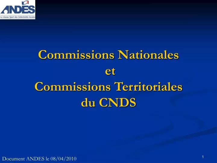 commissions nationales et commissions territoriales du cnds
