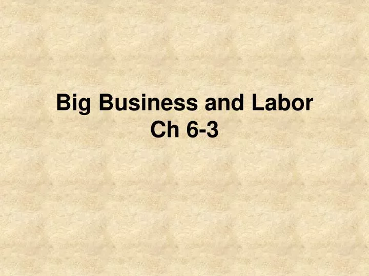 big business and labor ch 6 3